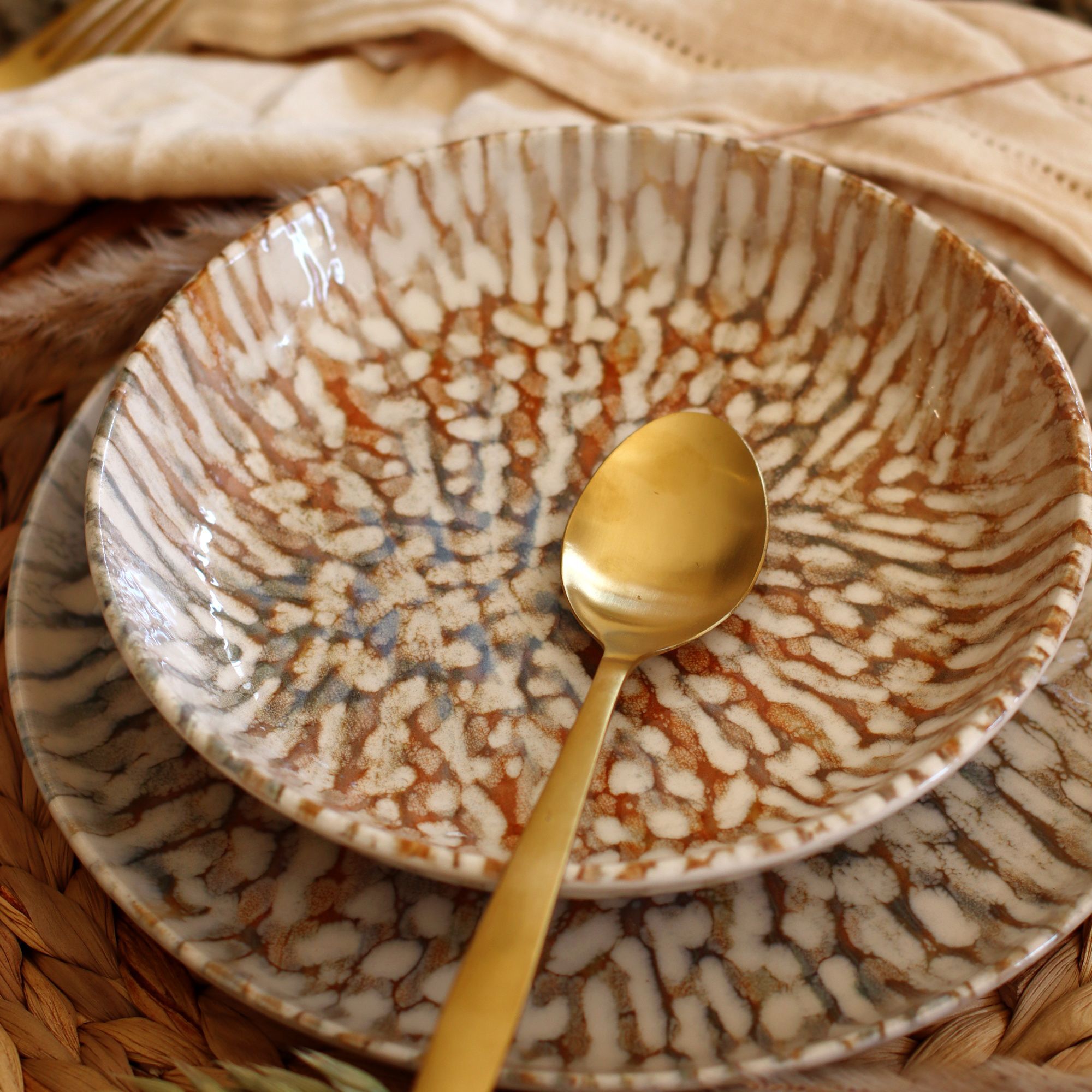 Lot de 6 assiettes creuses en grès 20,5cm  AMBRE