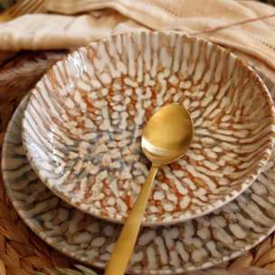 Lot de 6 assiettes creuses en grès 20,5cm  AMBRE