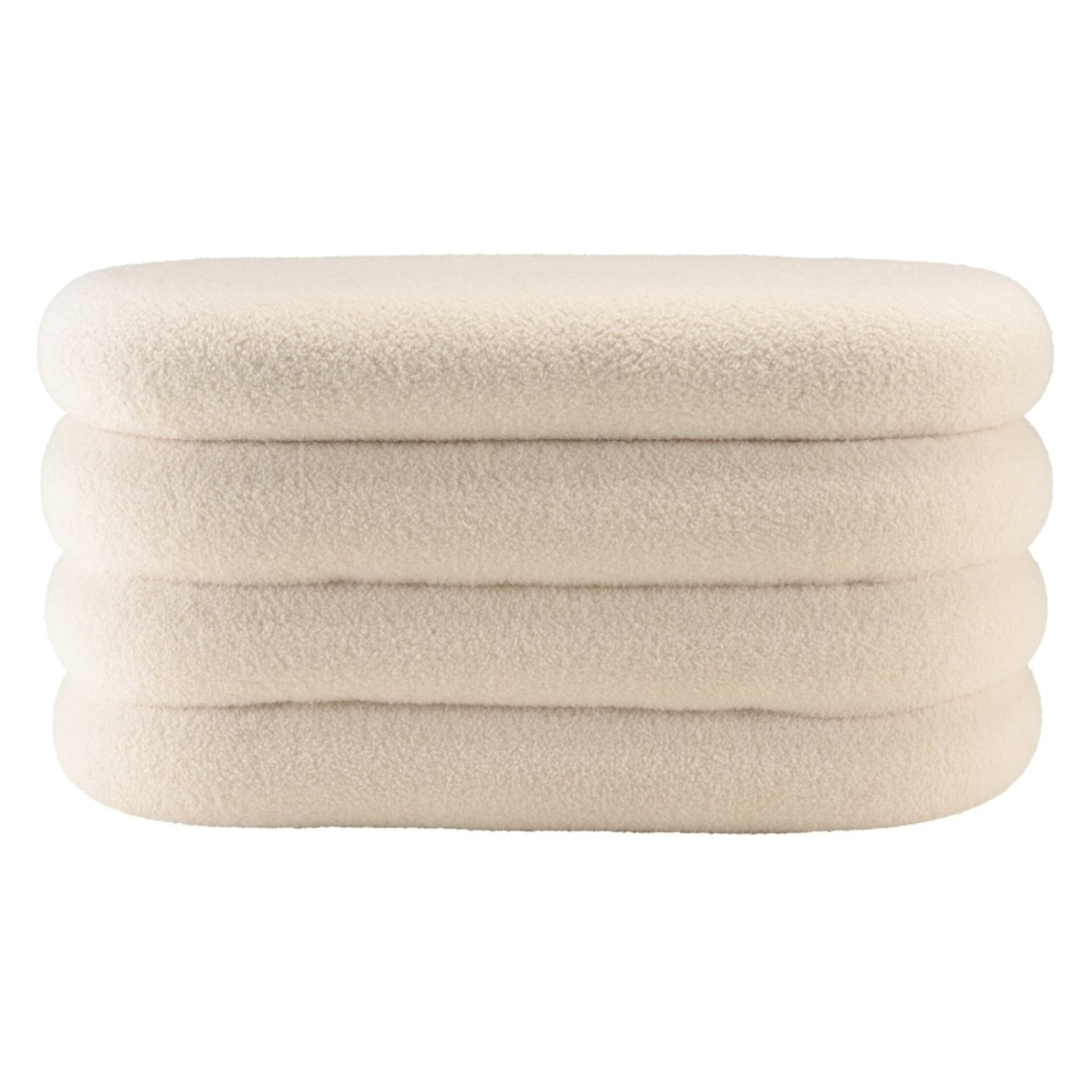 AGATHE - Banc avec rangement en tissu bouclette blanc L85cm