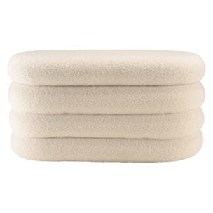 AGATHE - Banc avec rangement en tissu bouclette blanc L85cm