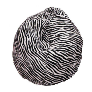 Pouf a sacco con fantasia ''zebrata'', colore bianco e nero, Misure 80 x 120 x 80 cm