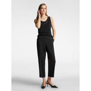 Elena Mirò - Top con cadena de strass - Negro
