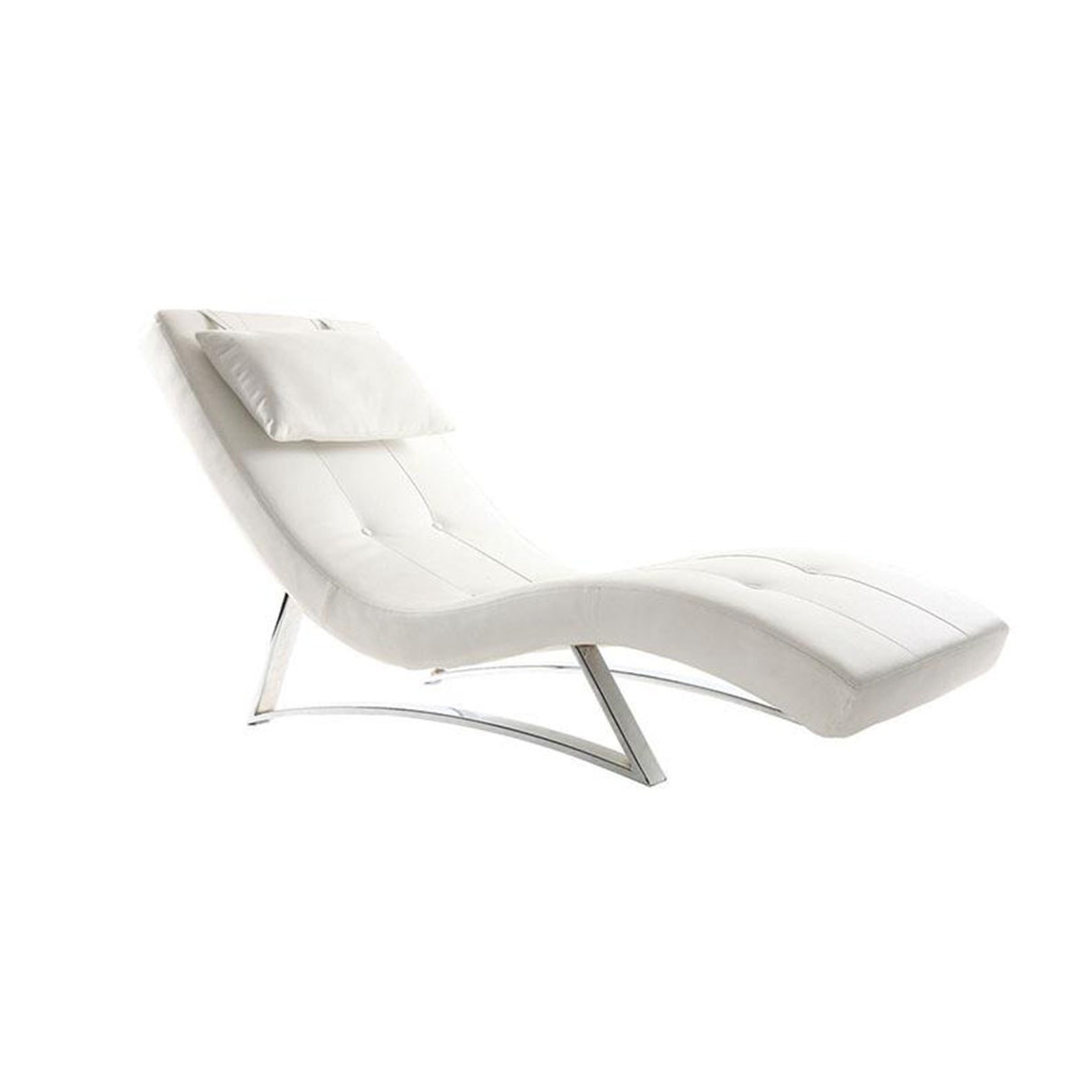 Chaise longue design blanc et acier chromé BARTY