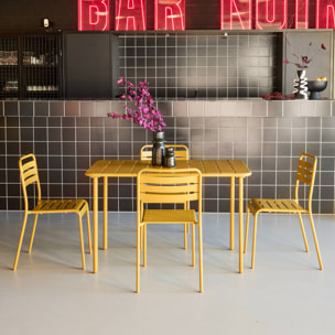 Table de jardin métal + 4 assises AMÉLIA