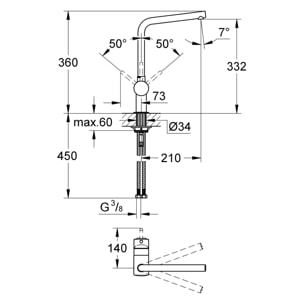 GROHE Mitigeur évier cuisine Minta bec L Phantom Black