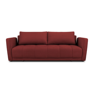 Canapé convertible avec coffre de rangement "Madrid" 3 places en tissu structurel rouge