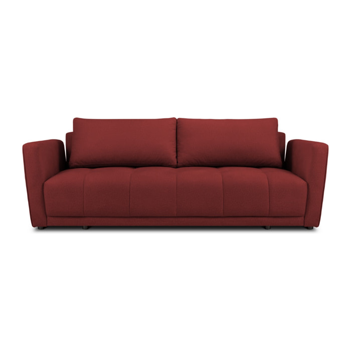 Canapé convertible avec coffre de rangement "Madrid" 3 places en tissu structurel rouge