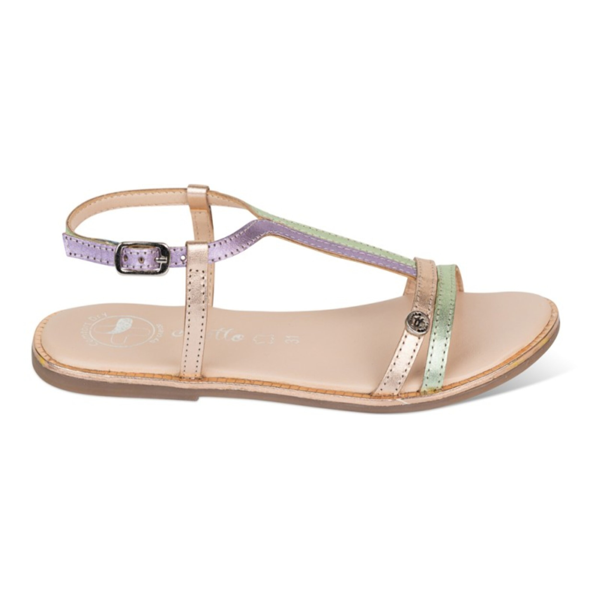 Sandalia Classic Piel Natural. Hebilla