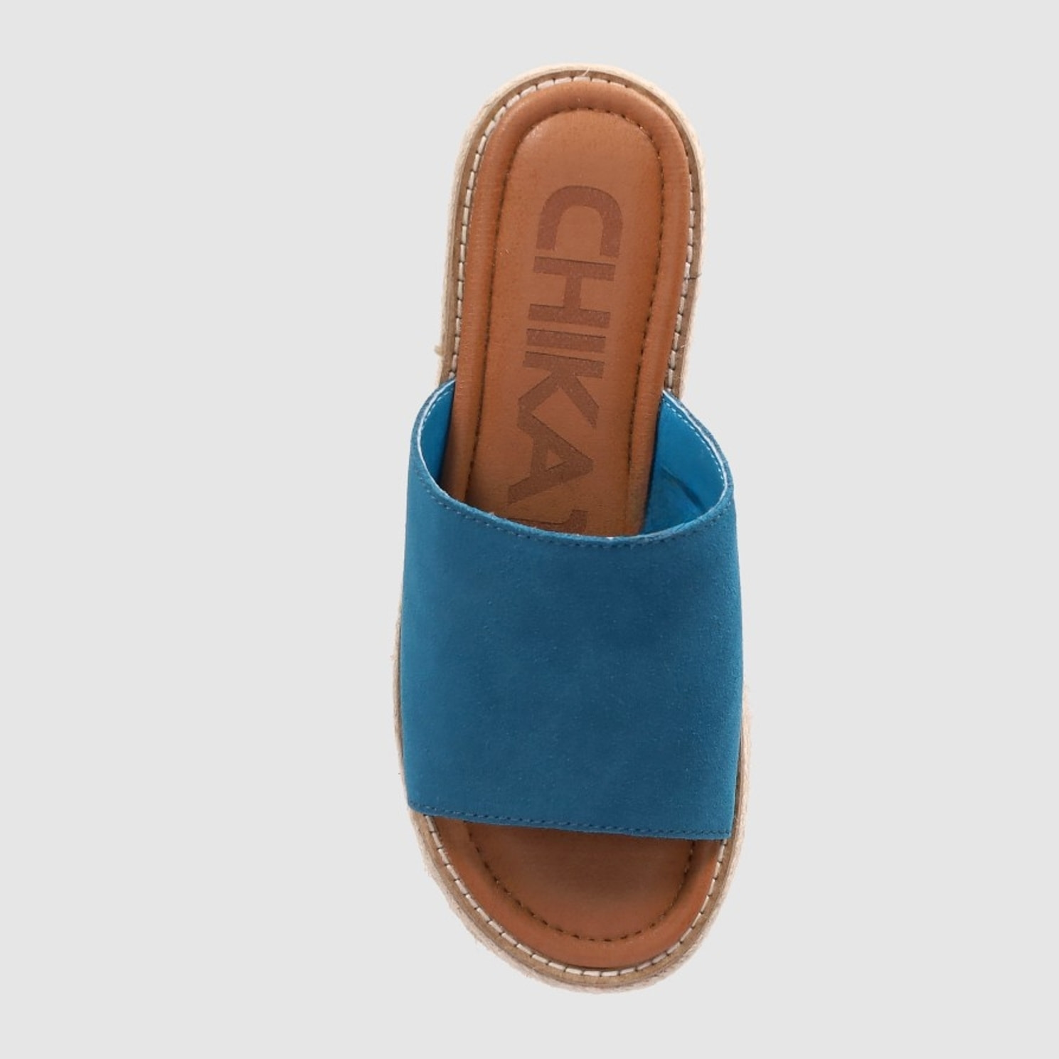 Sandalias de Serraje - Azul - Tacón: 6 cm