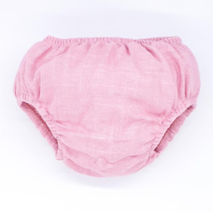 Cubrepañal de lino rosa. Elastico en la cintura y en las piernas.
