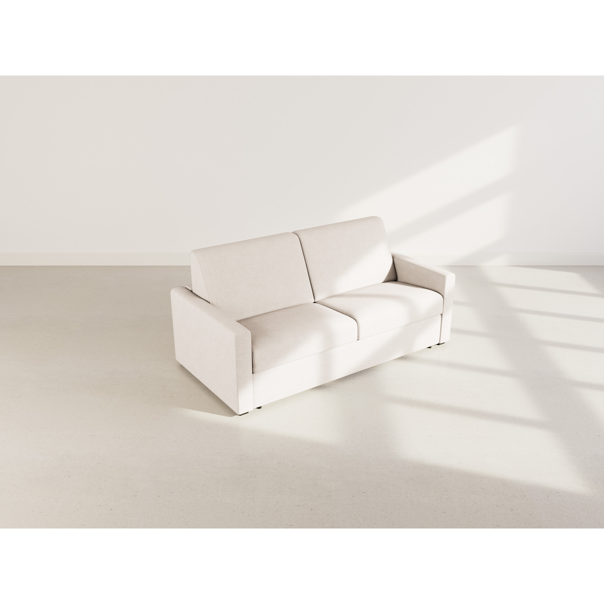 Julia - canapé lit 3 places convertible express couchage quotidien 140 cm matelas 14 cm en tissu - Beige
