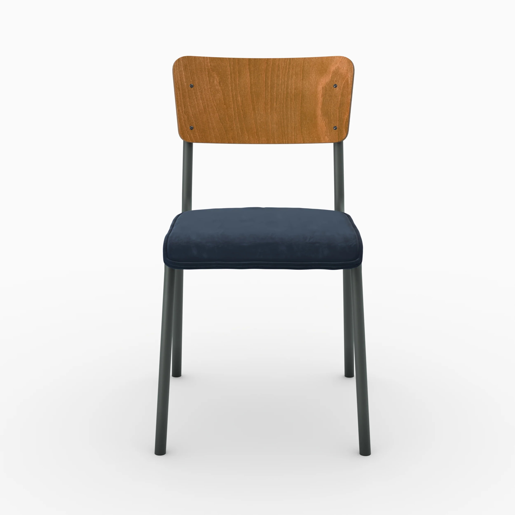 Lot de 2 chaises en bois foncé et velours bleu - Nico