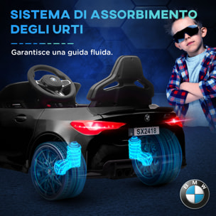 AIYAPLAY Macchina Elettrica per Bambini a Licenza BMW M4 con Telecomando, Clacson e Fari, 108x69.5x51 cm, Nera