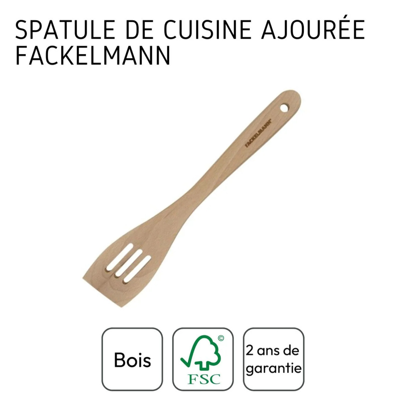 Set de 2 ustensiles de cuisine spatule en bois Fackelmann Nature