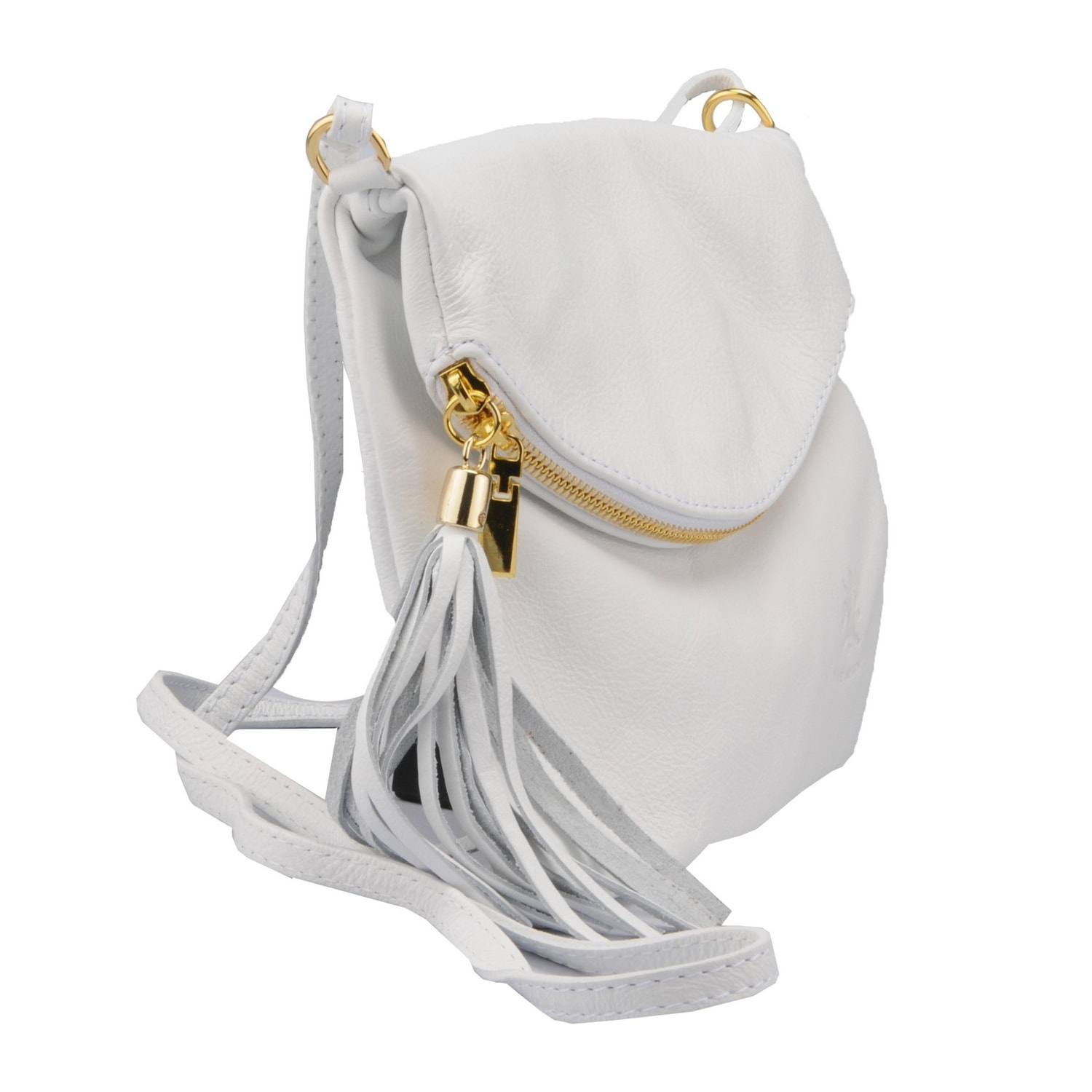 Borse Donna colore Bianco-in pelle Made in Italy 18x20x2cm