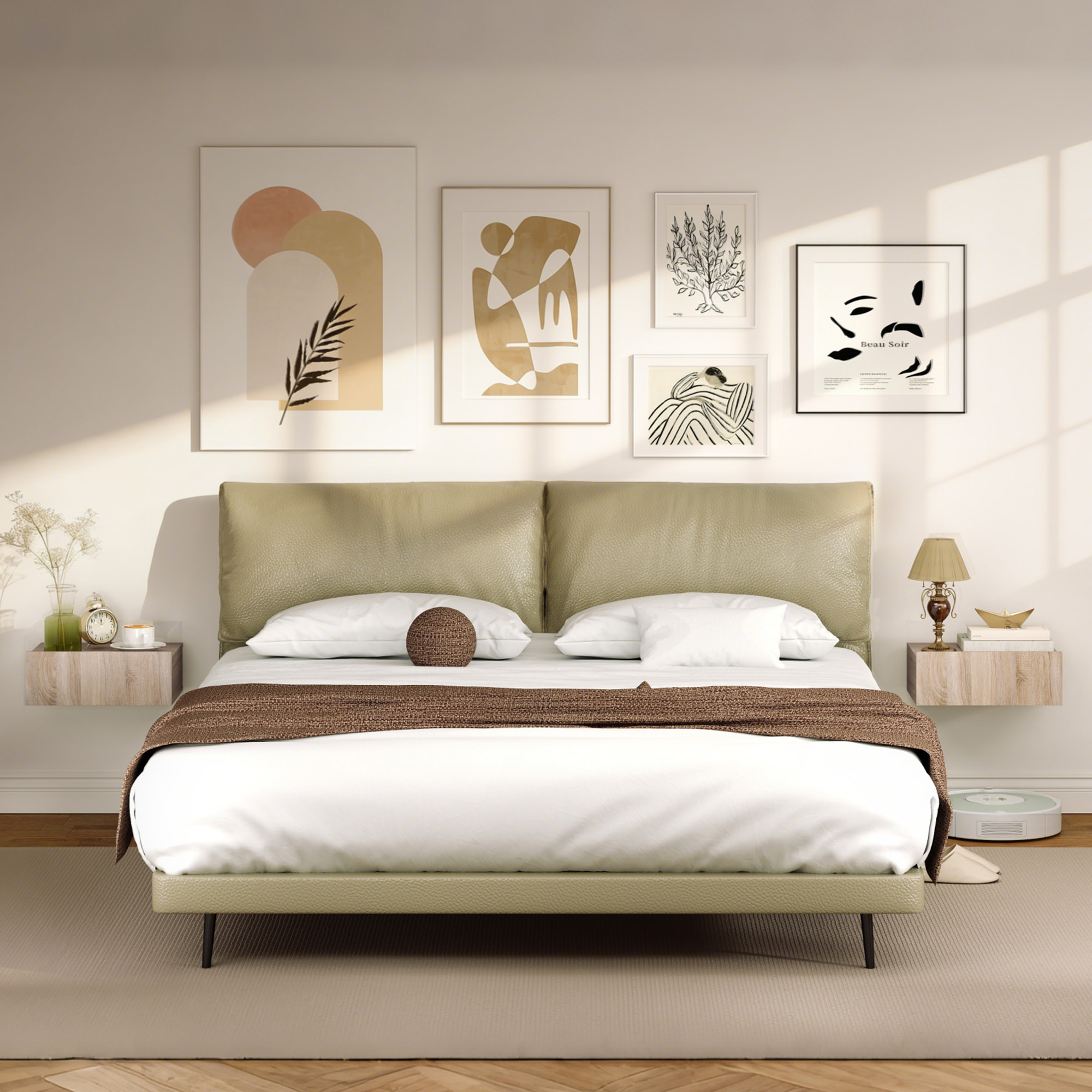 Set de 2 Mesillas de Noche de Pared, Mesitas de Noche Flotantes con 1 Cajón, Mesas Auxiliares para Dormitorio, Habitación Hogar, Diseño Sencillo, 40x30x15 cm, Roble