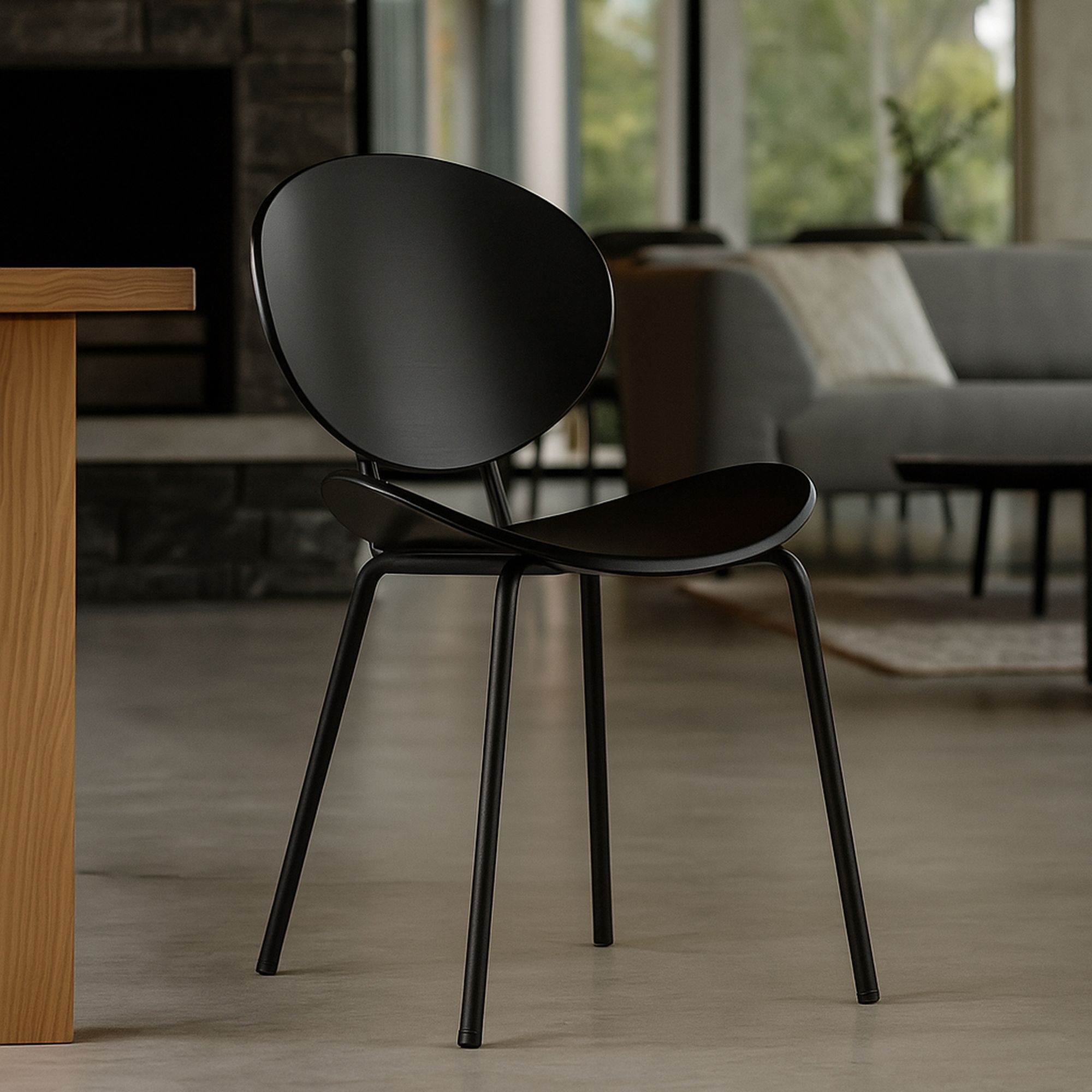 Lot de 2 chaises en bois et pieds en métal noir GASPARD