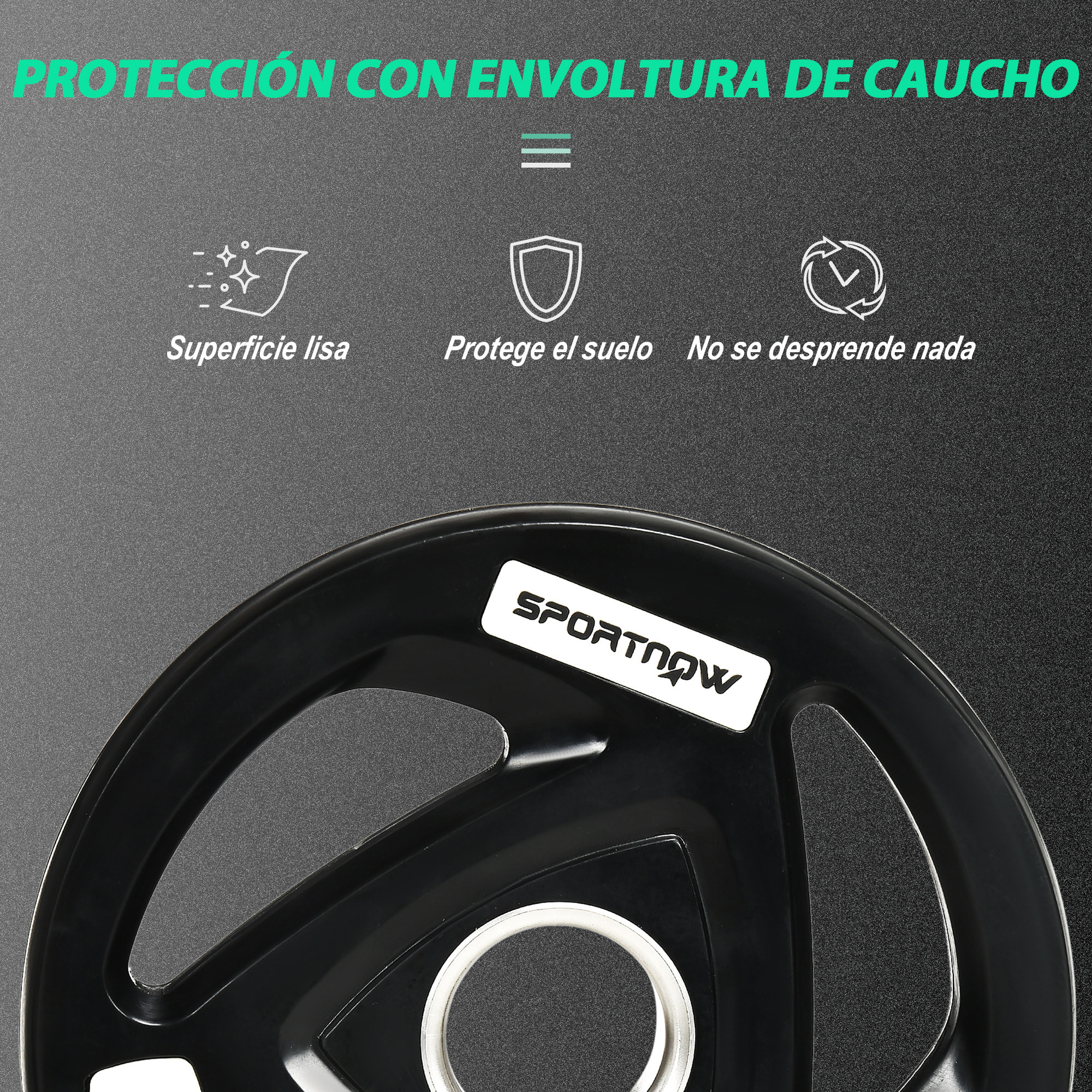 Juego de 2 Discos de Pesas Olímpicas de Hierro Fundido 5 kg Placas de Pesas Recubierta de Goma con Barra Tri-Grip y Orificio de 5 cm para Fitness en Gimnasio Casa Ø24x3,5 cm Negro