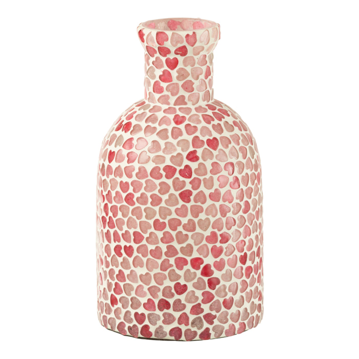 J-Line vase Coeur Mosaïque - verre - rose - large - Ø 10.5 cm