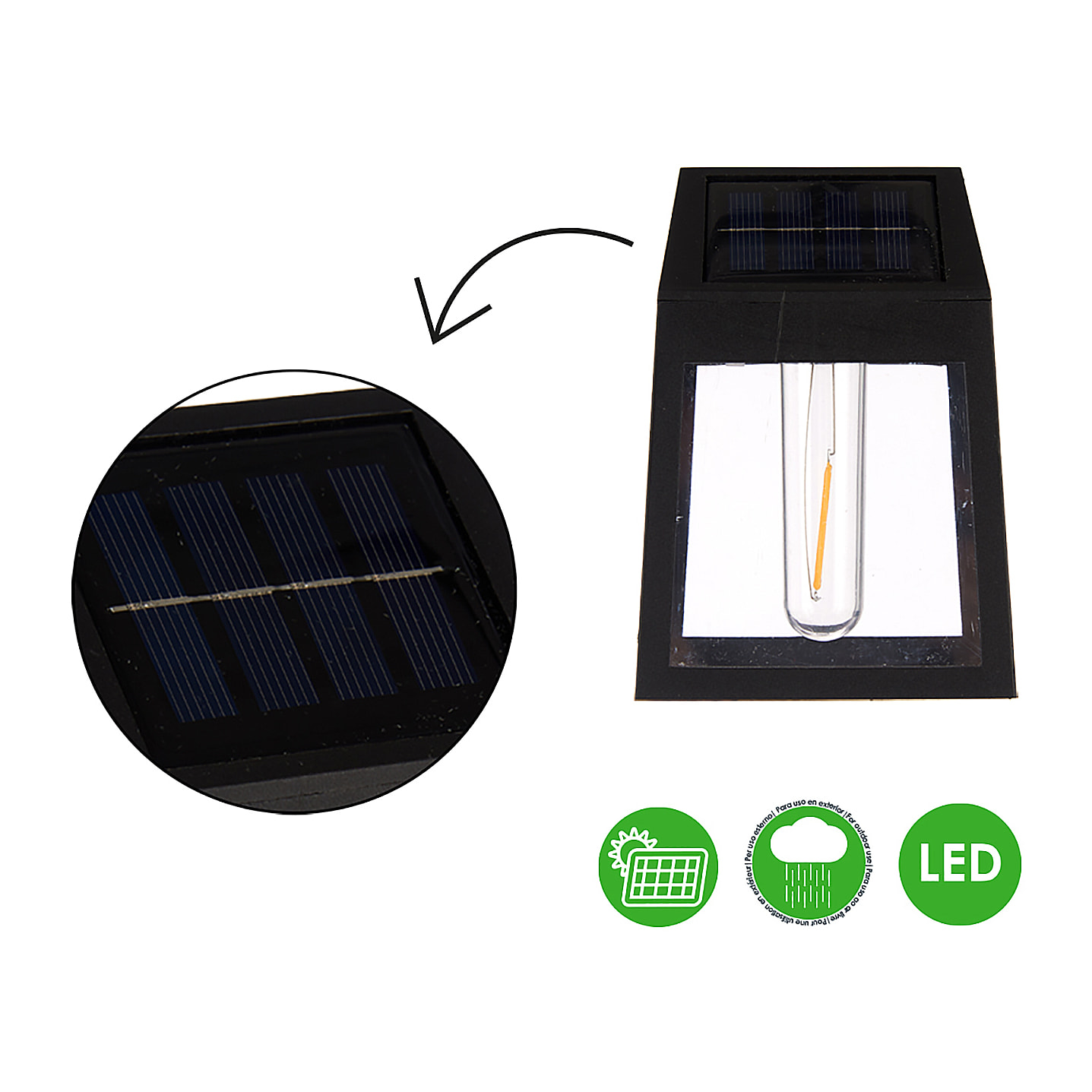 Applique solare con motivo luce calda.