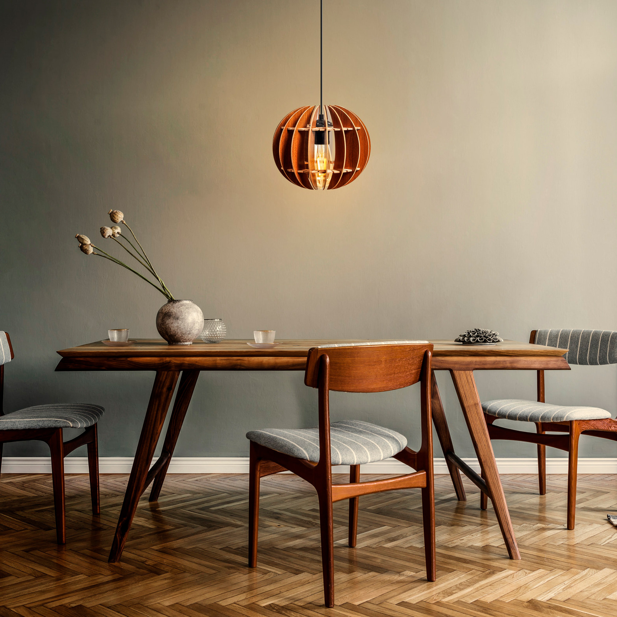 Lámpara de techo 60 cm. nogal, tipo E 27 Max 45 - 60 W