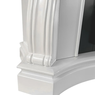 Parigi - Camino Elettrico da Terra 123x100x39 cm in Legno MDF Bianco