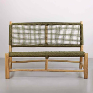 Set da giardino divano e 2 poltrone in teak e corda verde - Terra