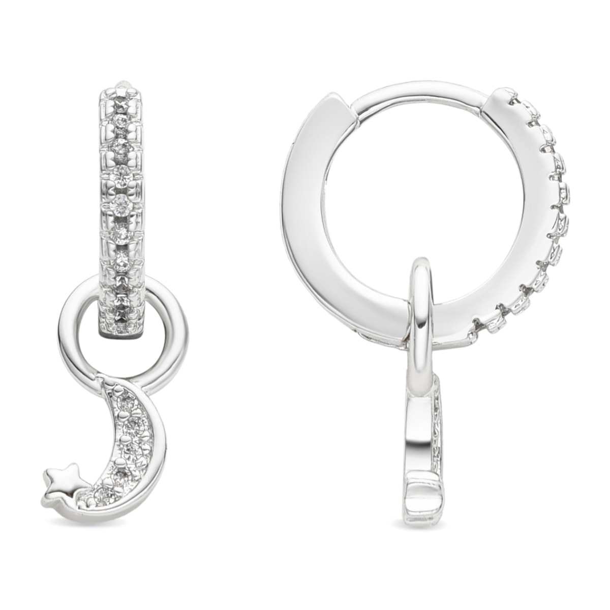 Pendientes acabado plata y Circonita Brillante