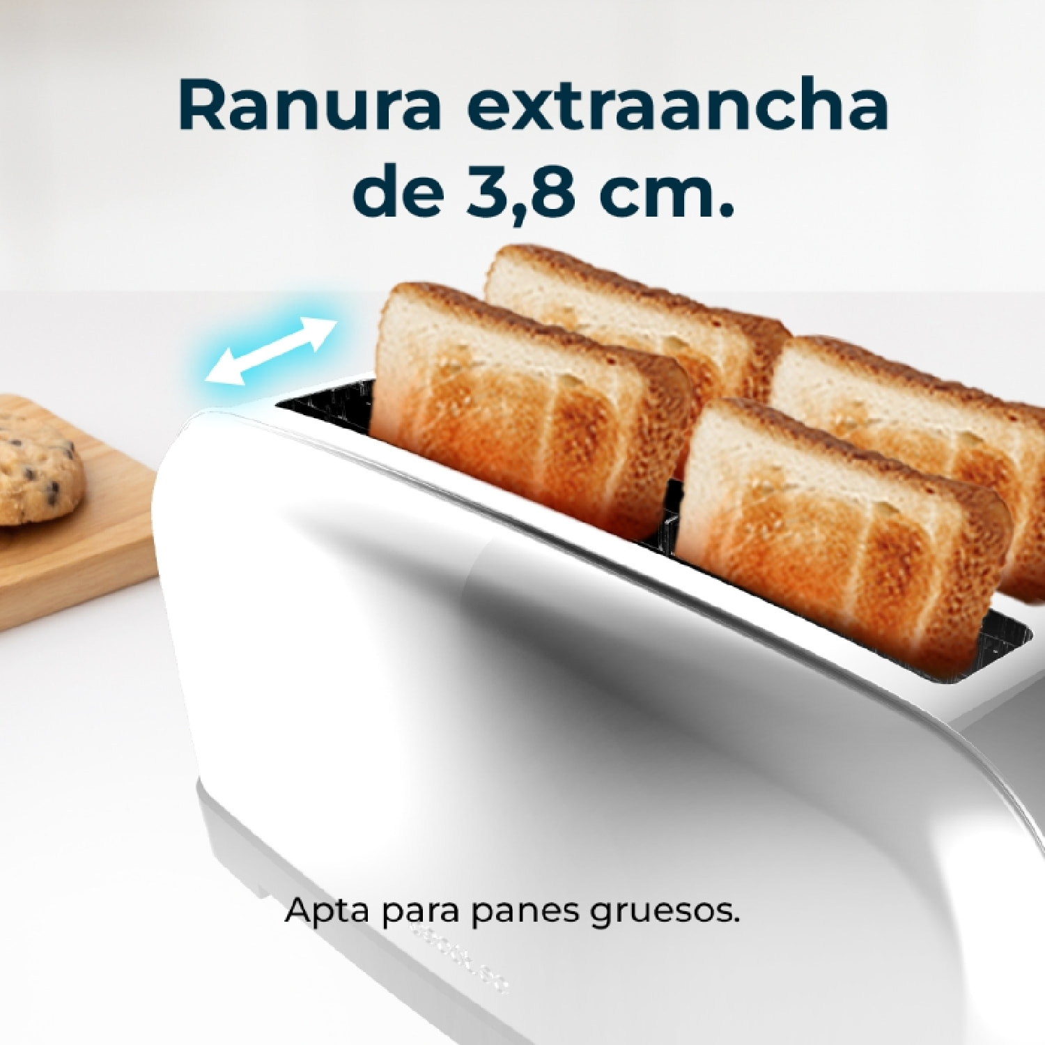 Tostador vertical Toastin' time 1500 Inox, 1500W de Potencia, Doble ranura larga