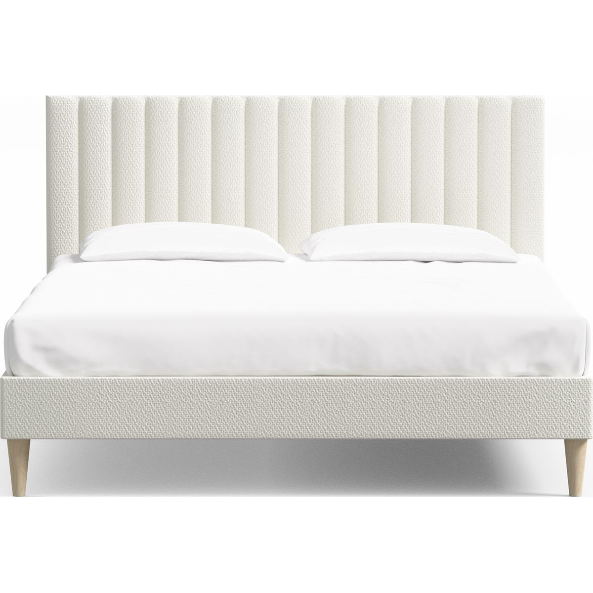 Lit adulte en tissu bouclé avec tête de lit matelassée - ELIOT