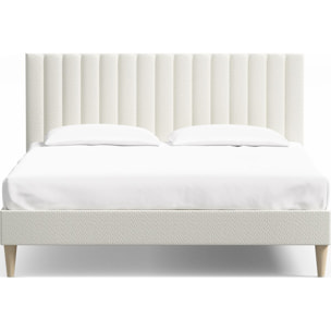 Lit adulte en tissu bouclé avec tête de lit matelassée - ELIOT