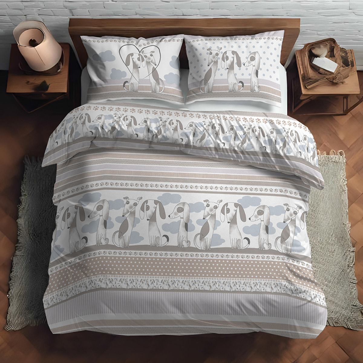 Parure copripiumino baubau beige 100% cotone