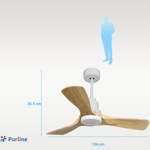 Ventilateur de plafond Réversible  Thermostat Dimmable Wifi Moteur à courant continu Toits en pente Télécommande Lumière à trois tons Hypersilence Mémoire