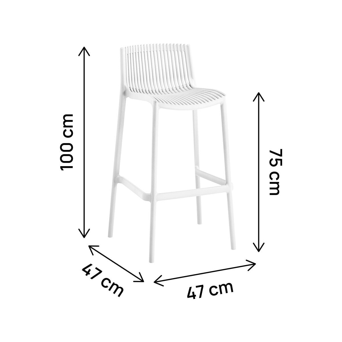 Lot de 2 chaises hautes empilables en plastique "Néora" - Blanc