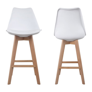 Lot de 2 tabourets scandinaves SVEN blanc avec coussin