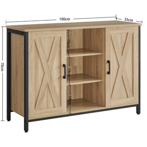 Mobile Credenza Industiale Sonoma con Ante e Vani a Giorno