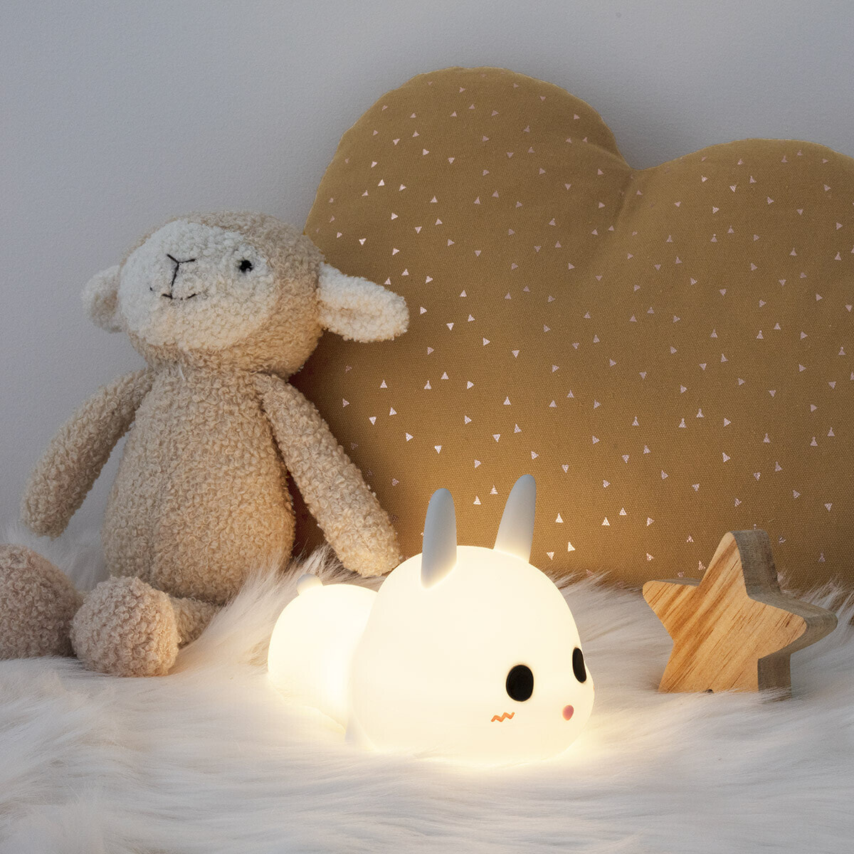Veilleuse enfant "Lapin" - blanc - silicone H11 -2 cm