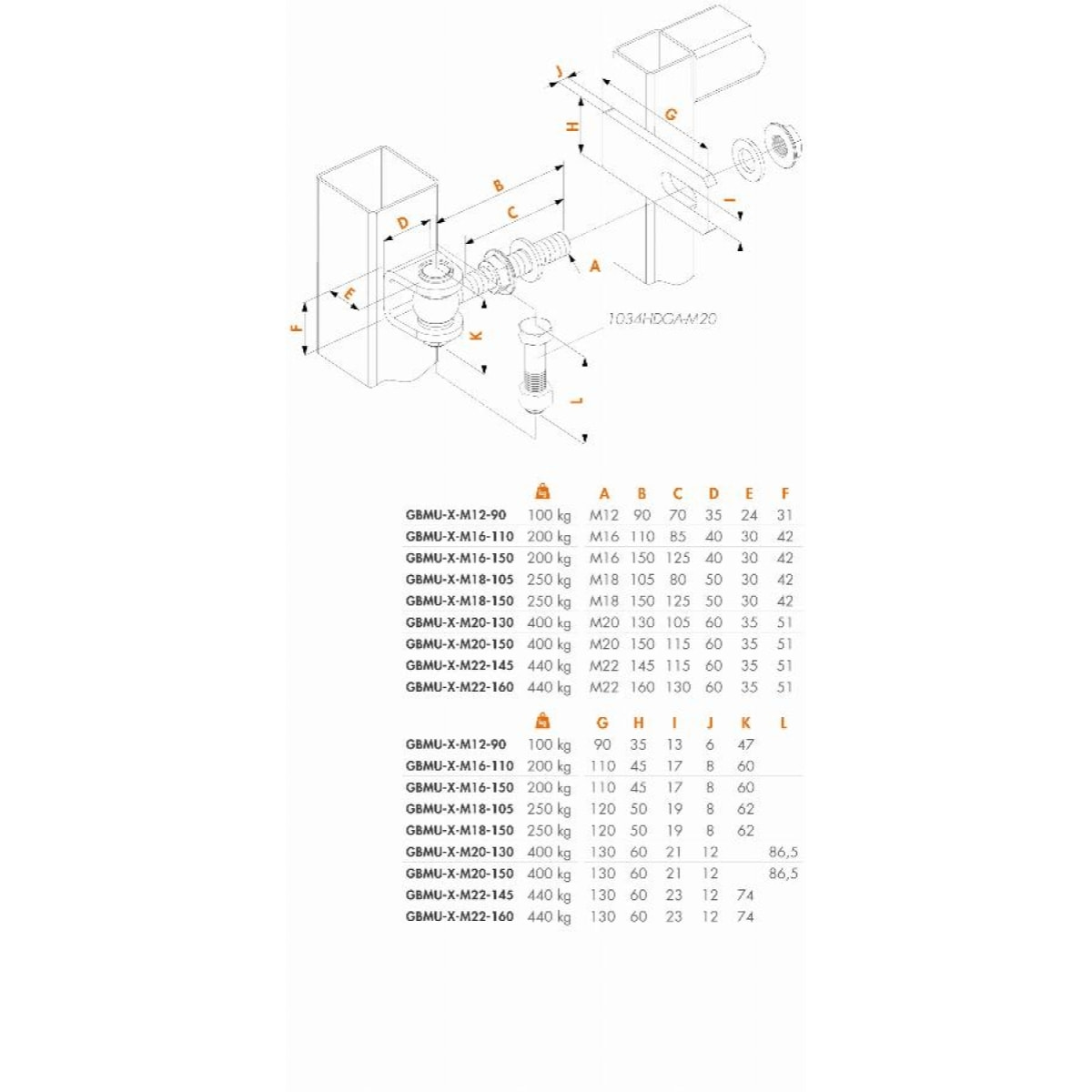 Charnière 180° LOCINOX Réglage tridimensionnel - M16 - GBMU-B-M16-110-02