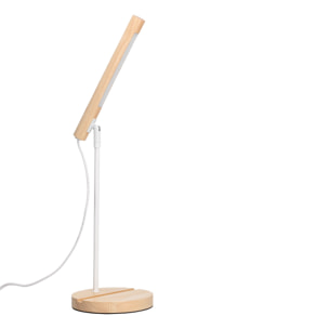 Forlight Arlo Lámpara de Escritorio LED de Madera Natural. Flexo de Escritorio de Acero Blanco y Madera con Luz Neutra 4000K