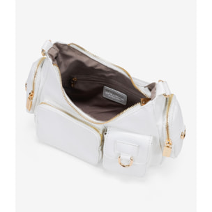 Bolso de hombro blanco con bolsillos