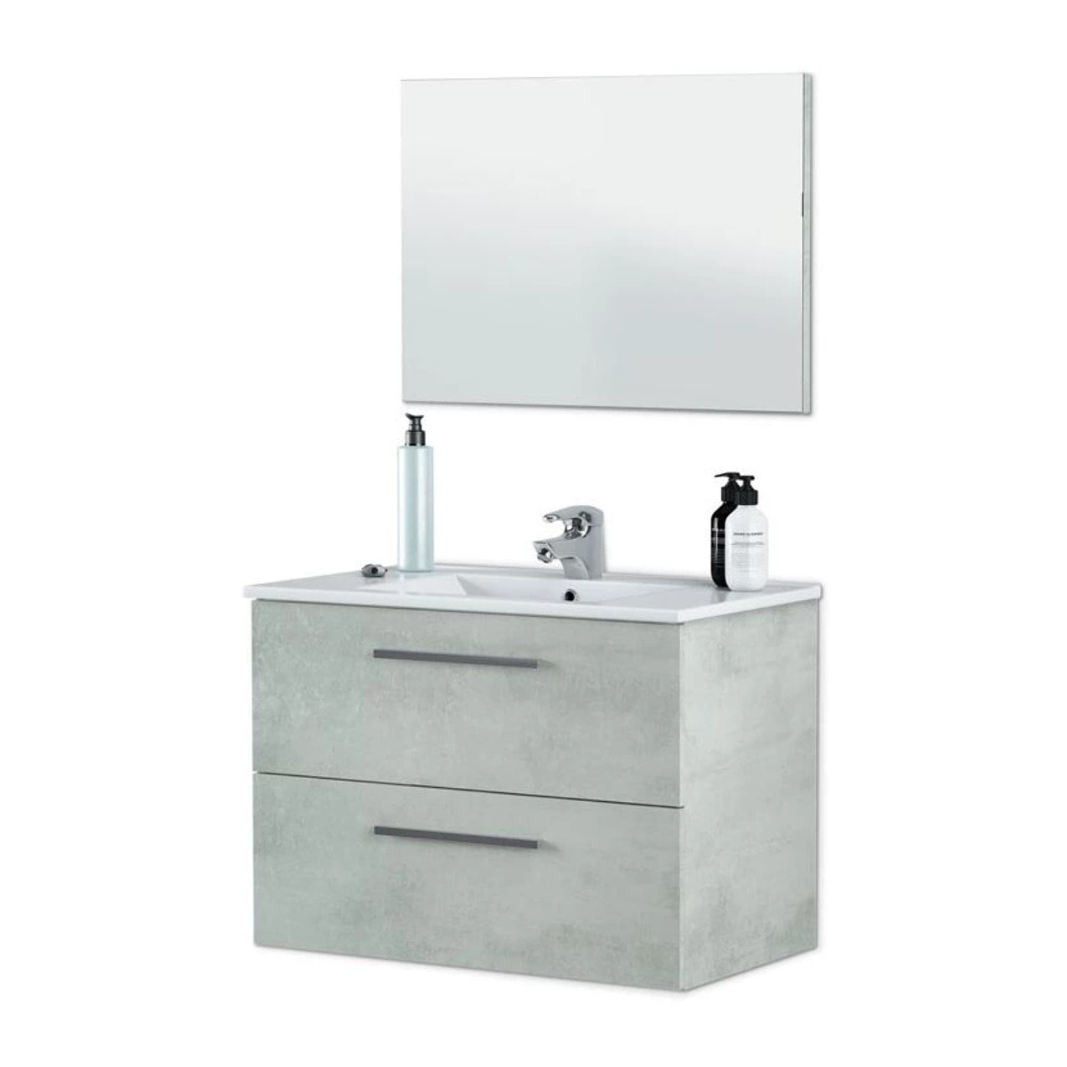 Mueble de baño Aruba 2 cajones + espejo Cemento