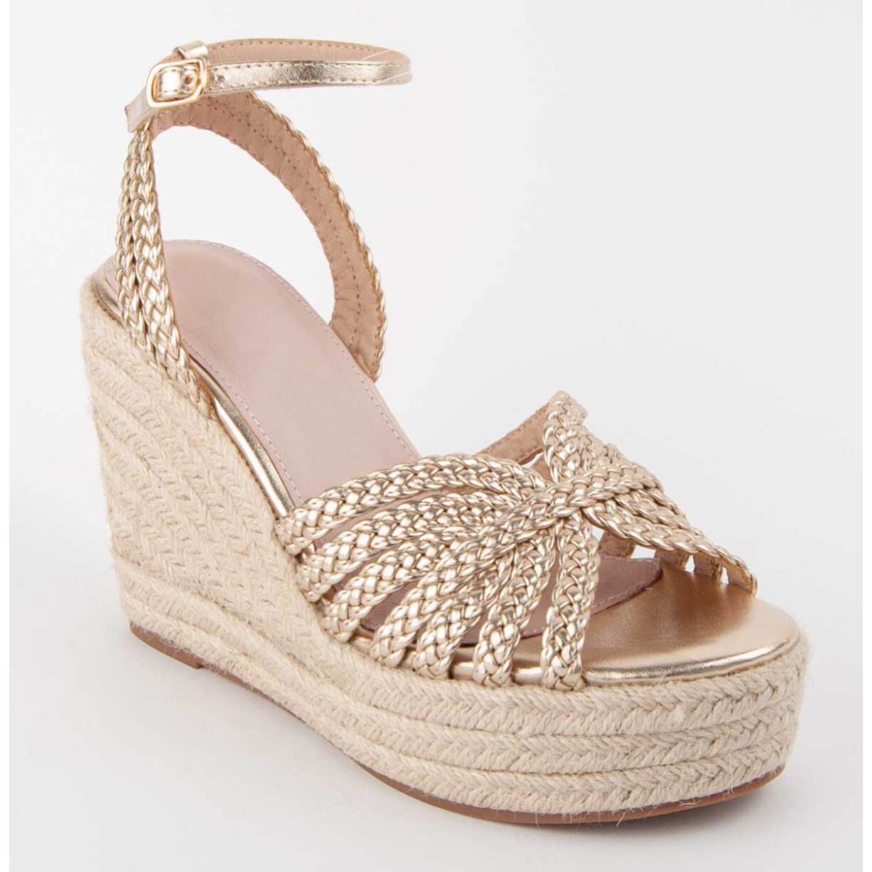 Sandalia De Cuña - Dorado - Altura: 9 Cm