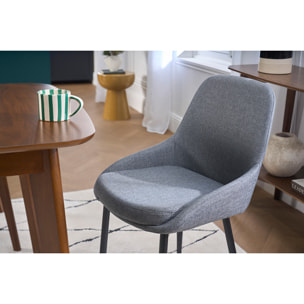Chaises design en tissu gris et métal noir (lot de 2) HOLO
