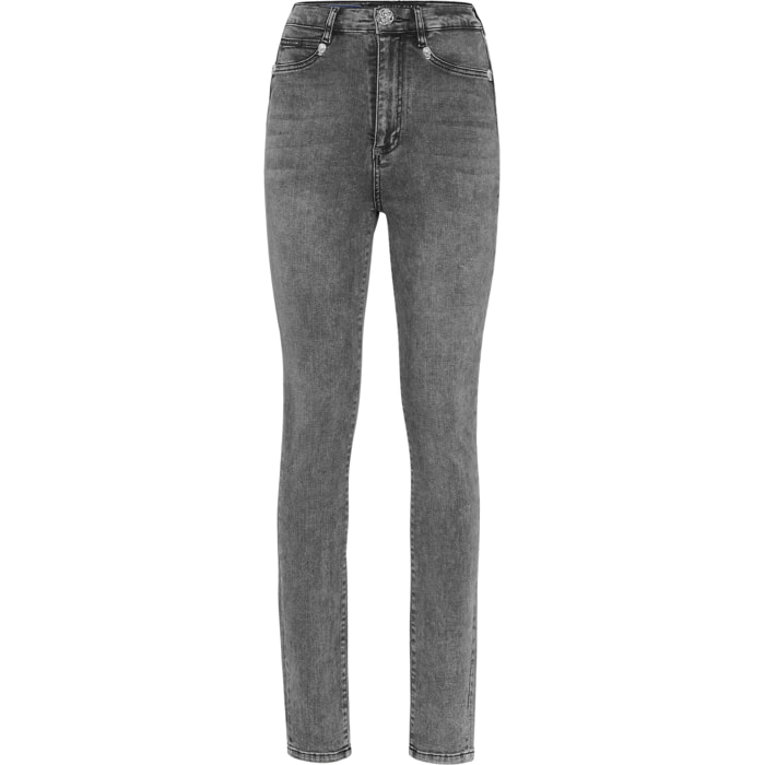 PHILIPP PLEIN Jegging a vita alta SKULL