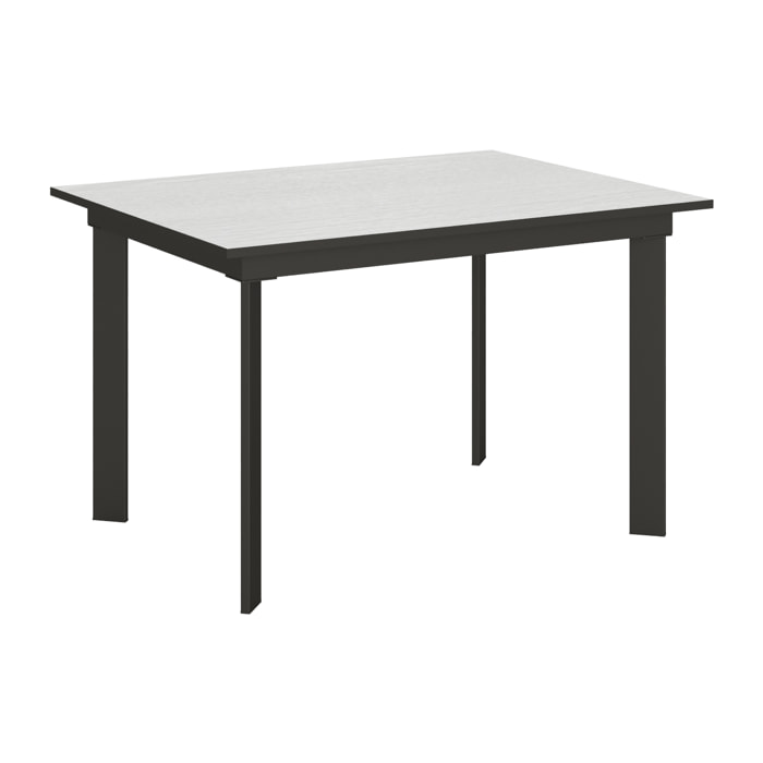 Mesa extensible 90x120/180 cm Cumar Fresno Blanco estructura Antracita