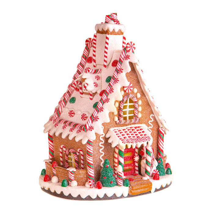 Casa In Stile Ginger Bread Con Led - Pezzi 1 - 24,5X31X19,5 - Colore: Marrone - Bianchi Dino - Articoli Natalizi