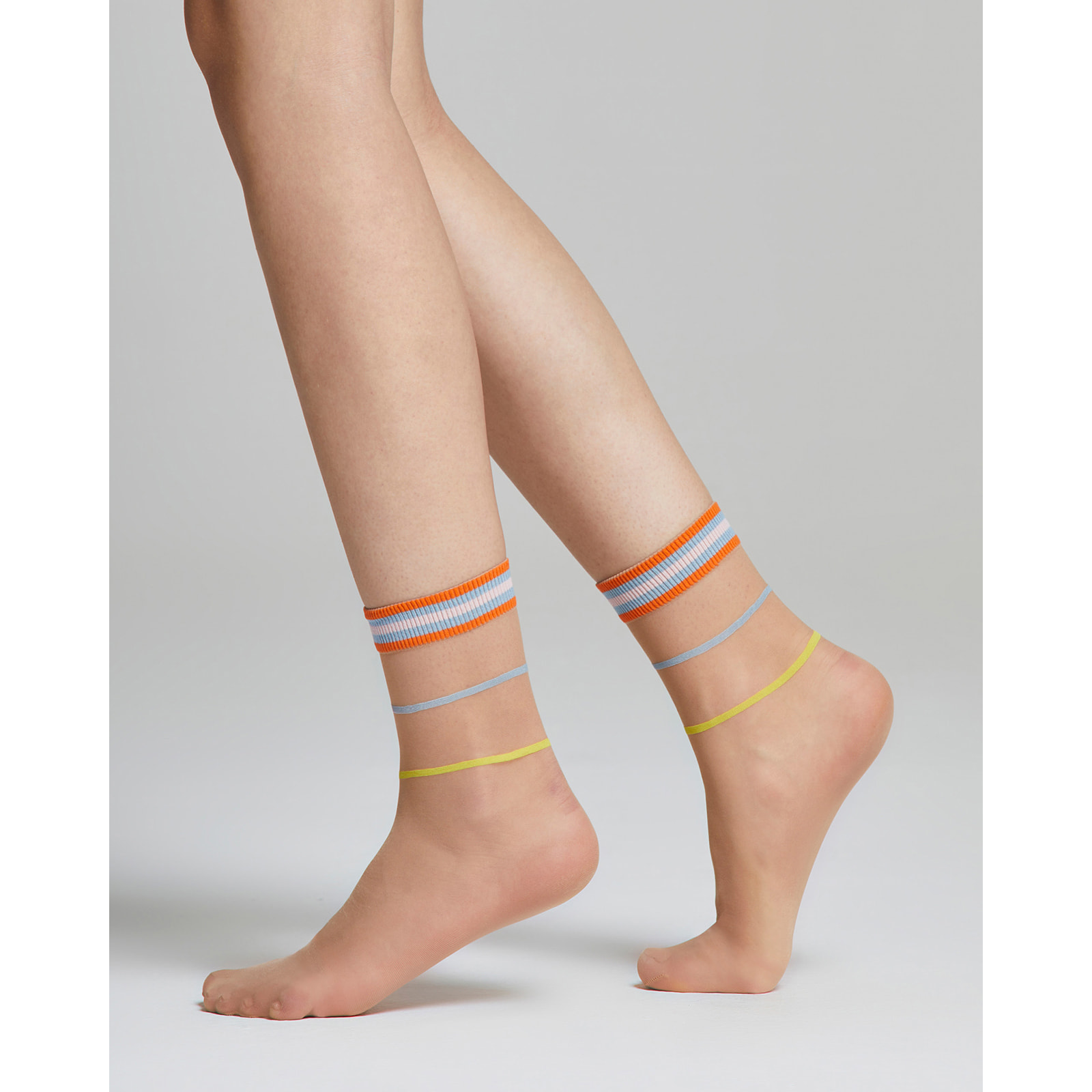 Calzino velato Tulipano con righe e polsino colorati