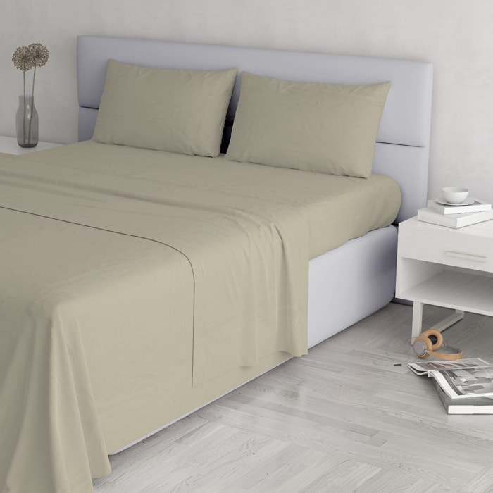 COMPLETO LETTO ELEGANT, 100% Microfibra, No Stiro - TORTORA