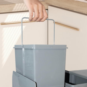 Contenedor de reciclaje para mueble de cocina, cubos de basura bajo fregadero, fijación inferior y extracción manual, cubo extraíble, con tapa