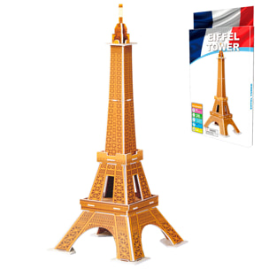 Puzle 3D de cartón de la Torre Eiffel situada en París. 20 piezas.